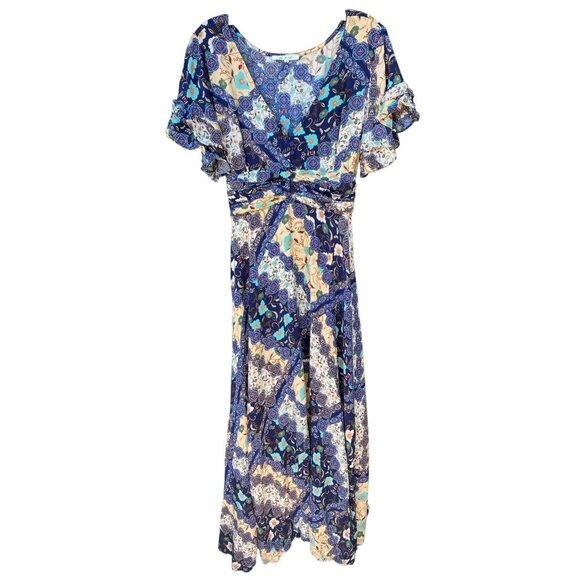Women's Anthropologie Navy Floral Maxi Dress Size L Boho‎ Dreamy Abel the Label - Picture 1 of 9